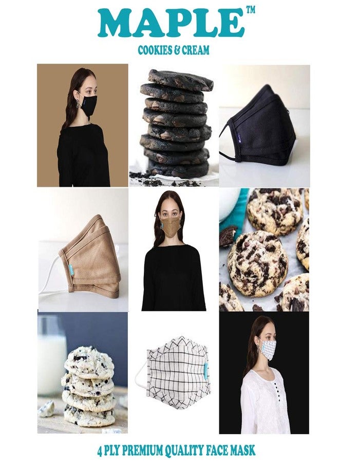 Maple Unisex Fine Cotton Printed Stylish 3 Layer Filtration Anti/Dust Protection Breathable Reusable and Washable 3 Ply Cloth Face Cover with Cotton Earloop (Free size, Assorted Multicolor) -Pack of 9 - Image 2